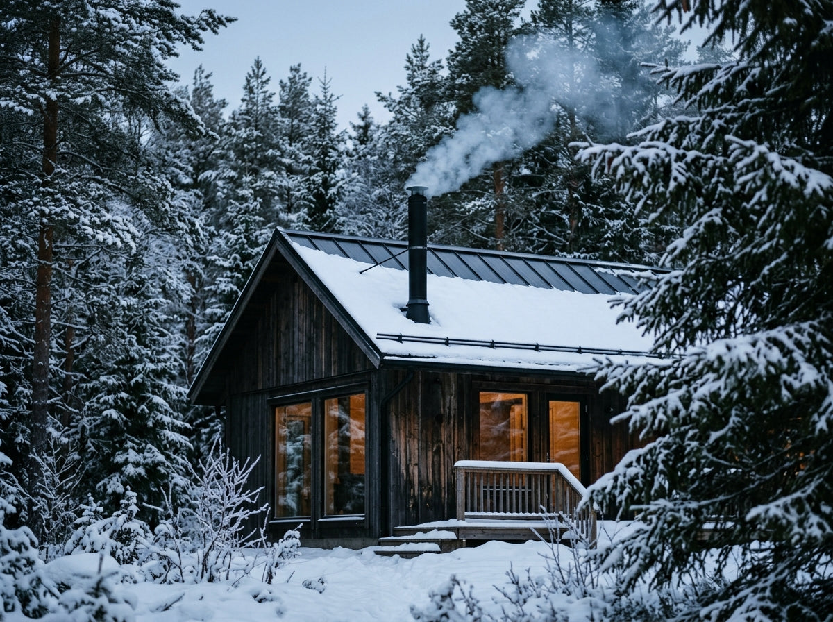 cabin with chimney pipe