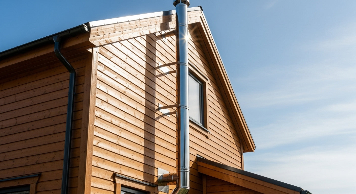 Shasta vent through-wall chimney pipe installation