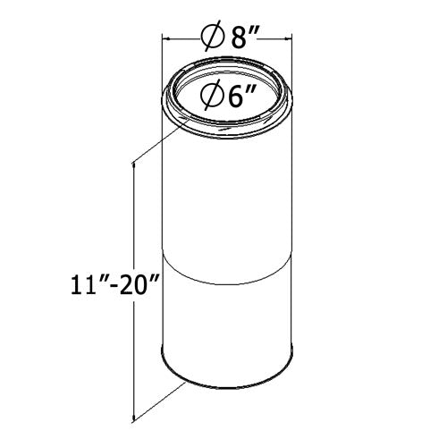 6-Inch Adjustable Chimney Pipe (11" to 20" Telescoping Length)