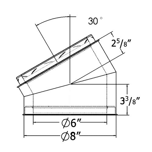 6-Inch Chimney Pipe Elbow Kit - 30 Degree Offset