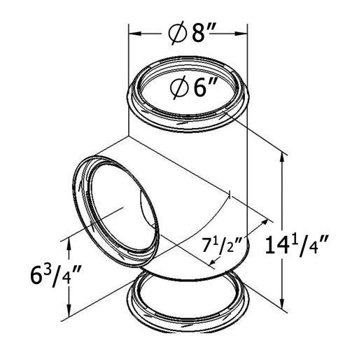6-Inch Chimney Pipe Tee with Cleanout Cap (Stainless Steel)