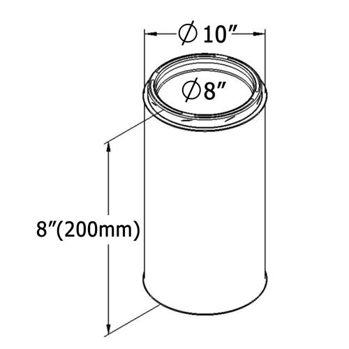 8-Inch Chimney Pipe x 8-Inch Length (Class A Stainless Steel)