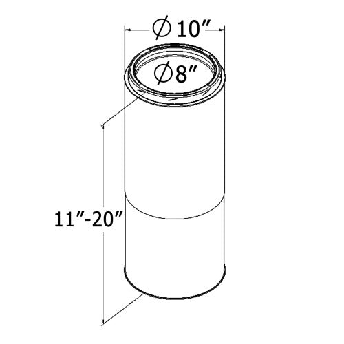 8-Inch Adjustable Chimney Pipe (11" to 20" Telescoping Length)
