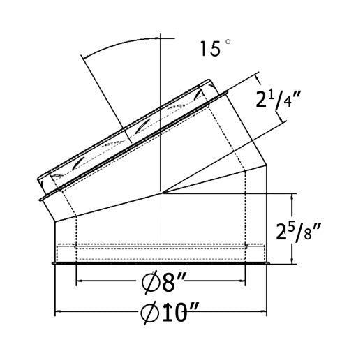 8-Inch Chimney Pipe Elbow Kit - 15 Degree Offset