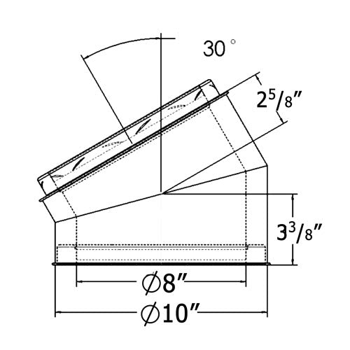 8-Inch Chimney Pipe Elbow Kit - 30 Degree Offset