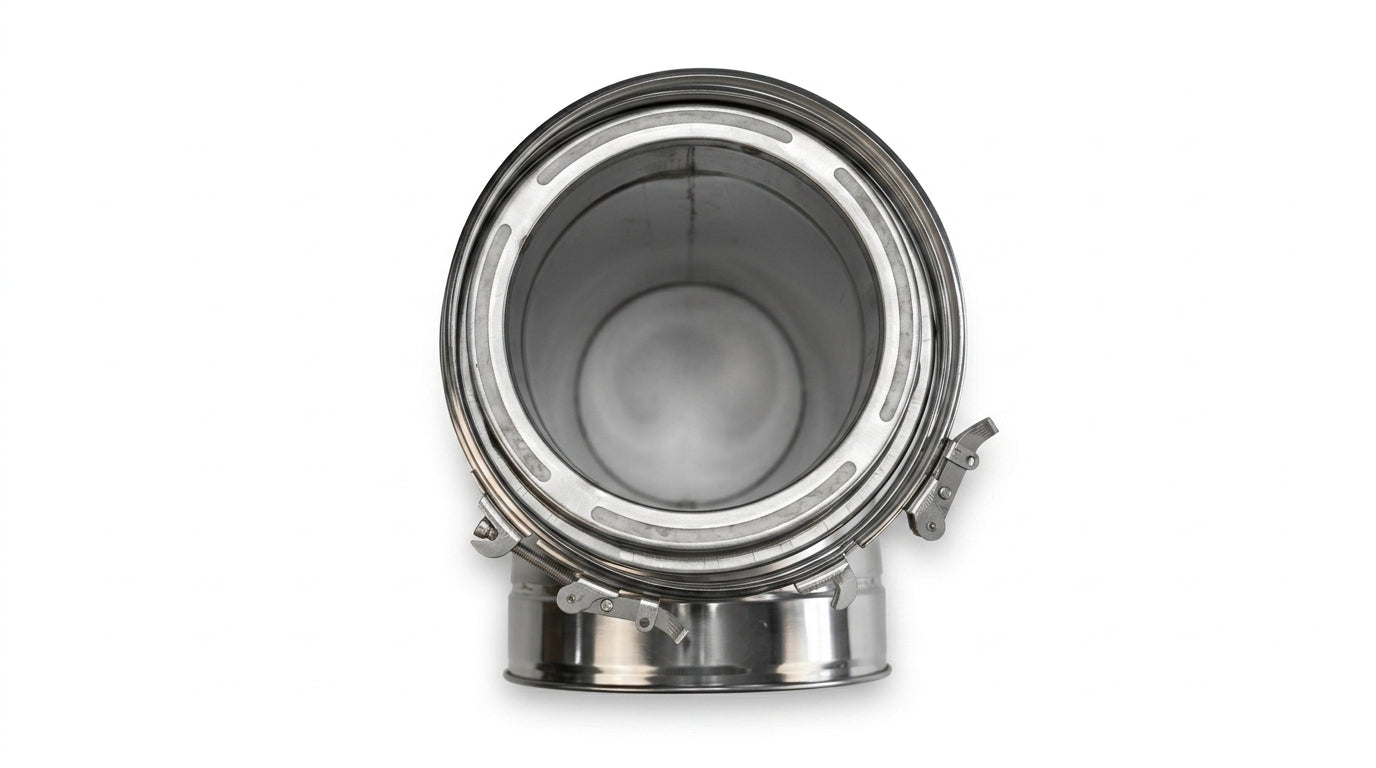 6-Inch Chimney Pipe Tee with Cleanout Cap (Stainless Steel)